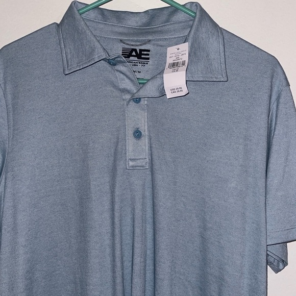 🌹NWT:American Eagle Outfitters Men's Blue Polo Shirt - Picture 2 of 7
